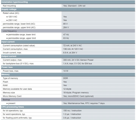 시멘스 SIMATIC S7-200 SMART CPU SR30 표준 CPU AC / DC / 릴레이 6ES72881SR300AA1