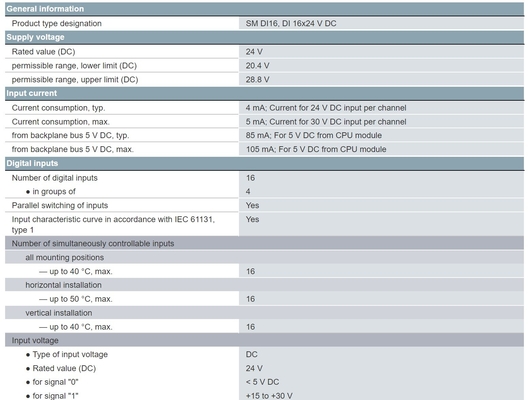 SIMATIC S7-200 SMART 디지털 입력 EM DI16 16 DI 24V DC 싱크/소스 6ES72882DE160AA0