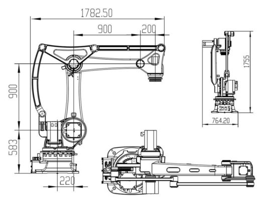 GBS50-K2220 50kg 팔레티징 로봇 스택 및 4축 수직 멀티 조인트 솔루션