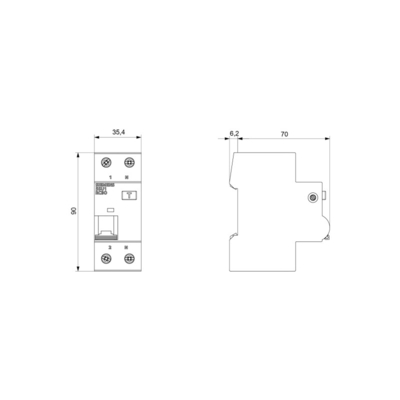 시멘스 5SU1353-1KK16 FI/LS AC 30MA 1 N-P C16 4.5KA 잔류 전류 스위치 MCB 컴보