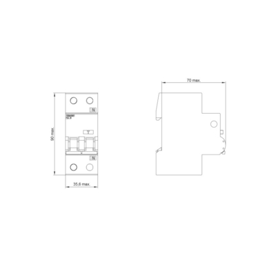 RCBO 6 kA 1P N 타입 AC 30 mA C-Char In 32 A Un AC 230 V 시멘스 5SU9356 1KK32