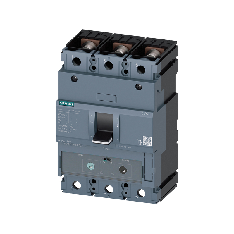 100% 테스트 된 시멘스 3VA1220-5EF32-0AA0 MCCB IEC FS250 200A 3P 55KA TM ATAM 전원 끄기 칼